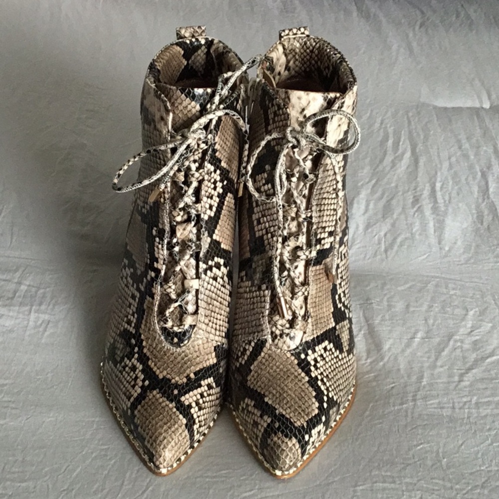BCBG snakeskin bootie